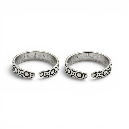 Lightweight 925 Real Silver Women Oxidized Toe Ring - Pair