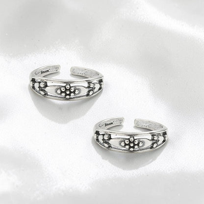 925 Real Silver Oxidized Women Casual Bichhiya Toe Ring - Pair
