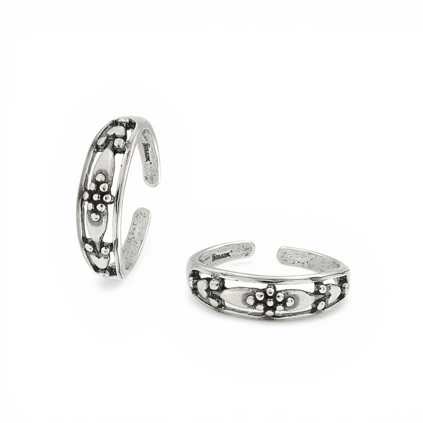 925 Real Silver Oxidized Women Casual Bichhiya Toe Ring - Pair