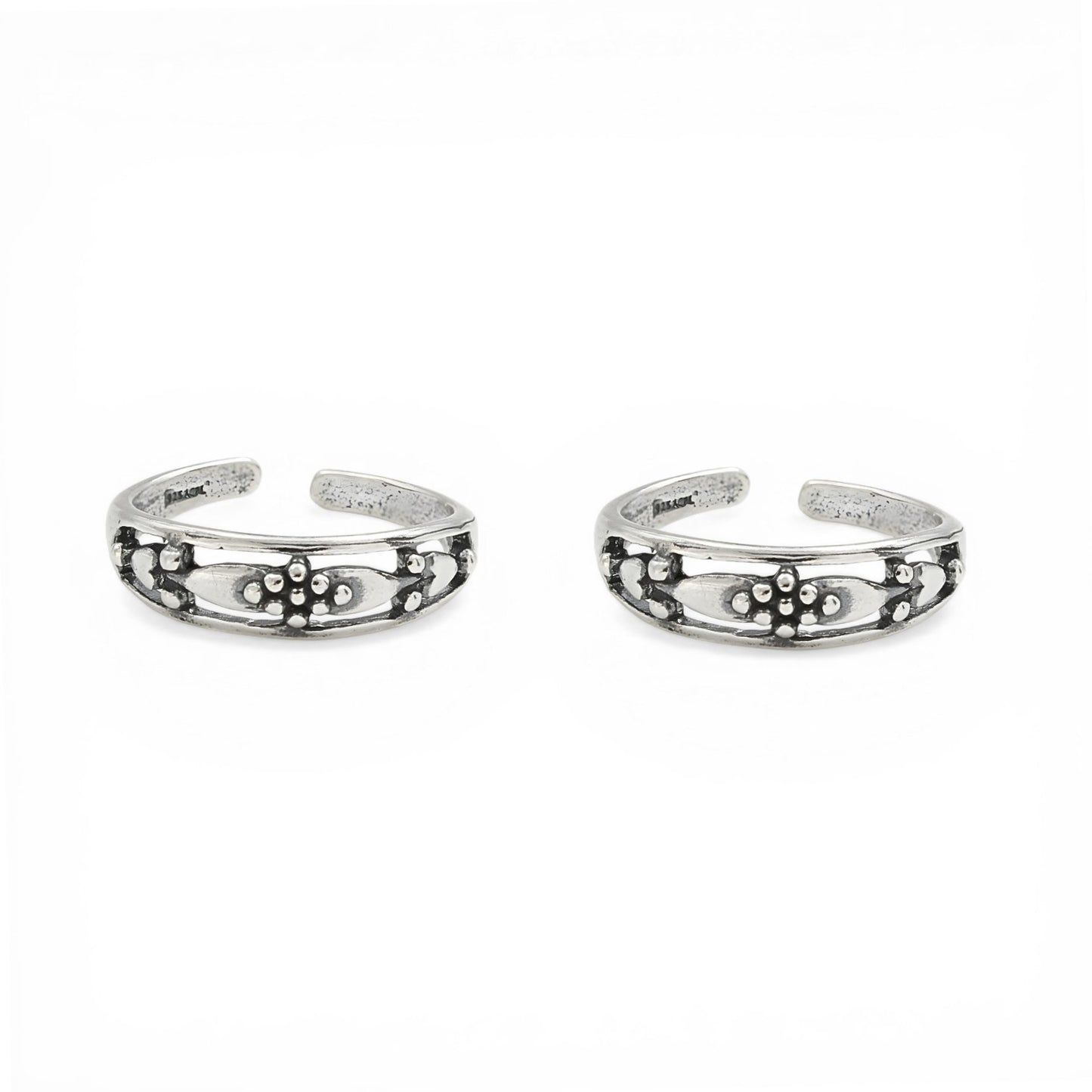 925 Real Silver Oxidized Women Casual Bichhiya Toe Ring - Pair