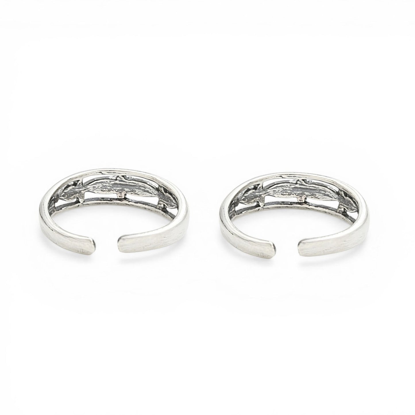 925 Real Silver Oxidized Women Casual Bichhiya Toe Ring - Pair