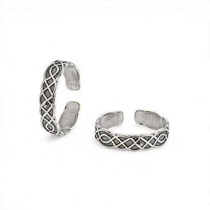 Trendy 925 Real Silver Women Oxidized Celtic Knot Bichhiya Toe Ring- Pair