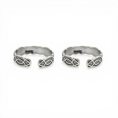 Trendy 925 Real Silver Women Oxidized Celtic Knot Bichhiya Toe Ring- Pair