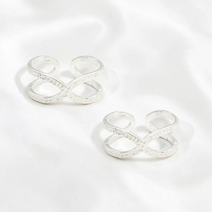 925 Real Silver Criss-Cross Design Toe Ring Bichhiya for Women