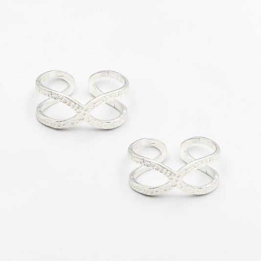 925 Real Silver Criss-Cross Design Toe Ring Bichhiya for Women