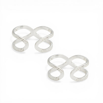 925 Real Silver Criss-Cross Design Toe Ring Bichhiya for Women