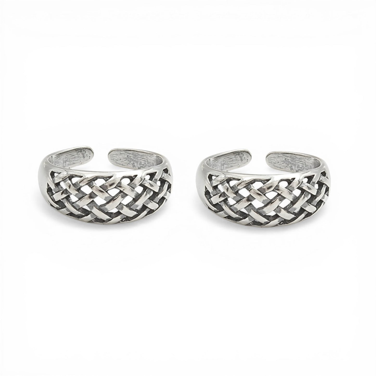 925 Real  Sterling Silver Braided Weave Oxidized Toe Ring for Women