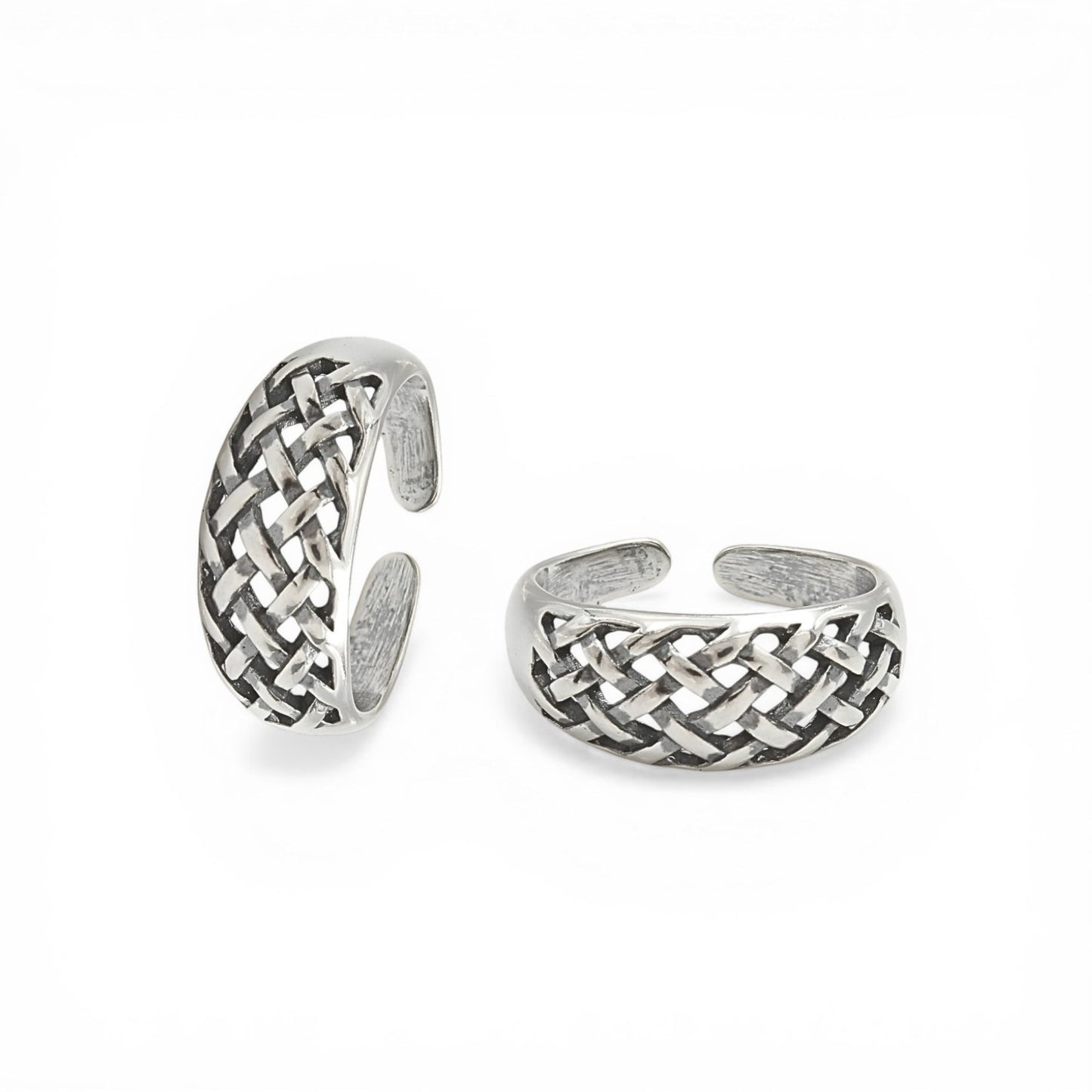 925 Real  Sterling Silver Braided Weave Oxidized Toe Ring for Women