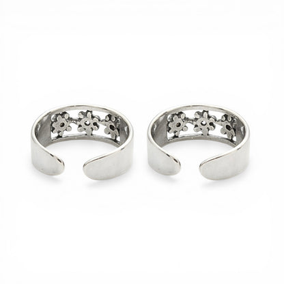 Timeless 925 Real Silver White CZ oxidized Toe Ring for Women