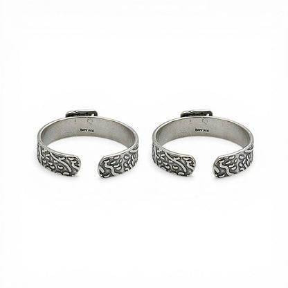 Oxidized 925 Real Silver Women Toe Ring - Pair