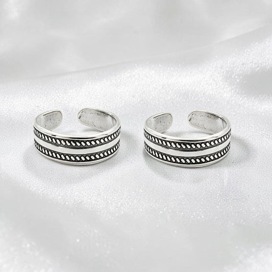 Beach wear 925 Real Sterling Silver women Oxidized Toe Ring - Pair