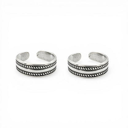 Beach wear 925 Real Sterling Silver women Oxidized Toe Ring - Pair