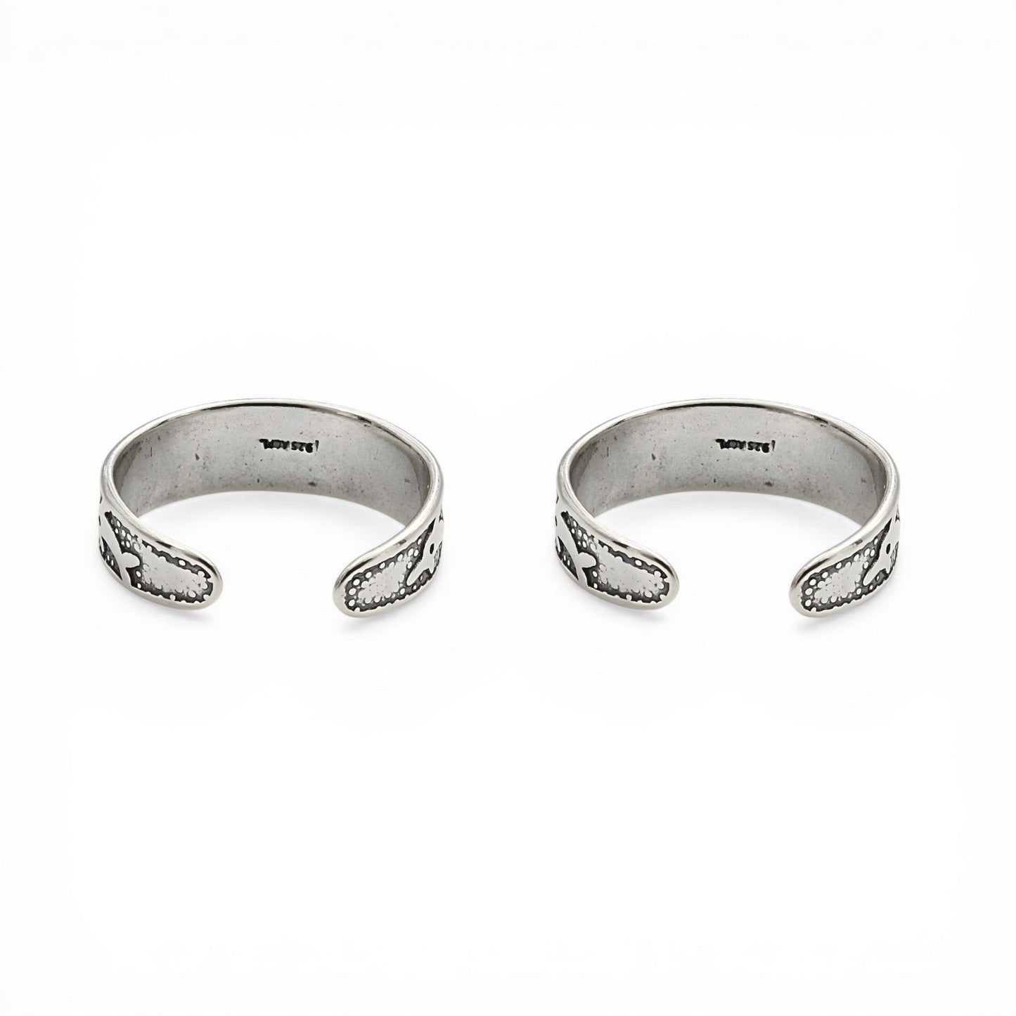Beach wear 925 Real Silver Women Oxidized Dolphin design Toe Ring - Pair