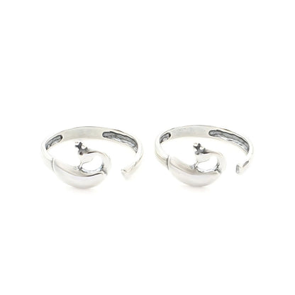 925 Real Sterling Silver women Oxidized  Peacock Bichiya Toe Ring - Pair