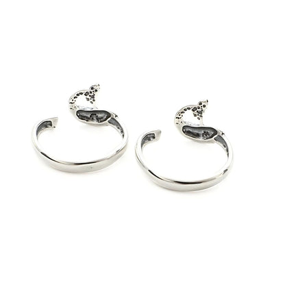 925 Real Sterling Silver women Oxidized  Peacock Bichiya Toe Ring - Pair