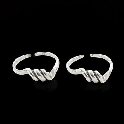 Beach wear 925 Real Sterling Silver women Oxidized Bichiya Toe Ring - Pair