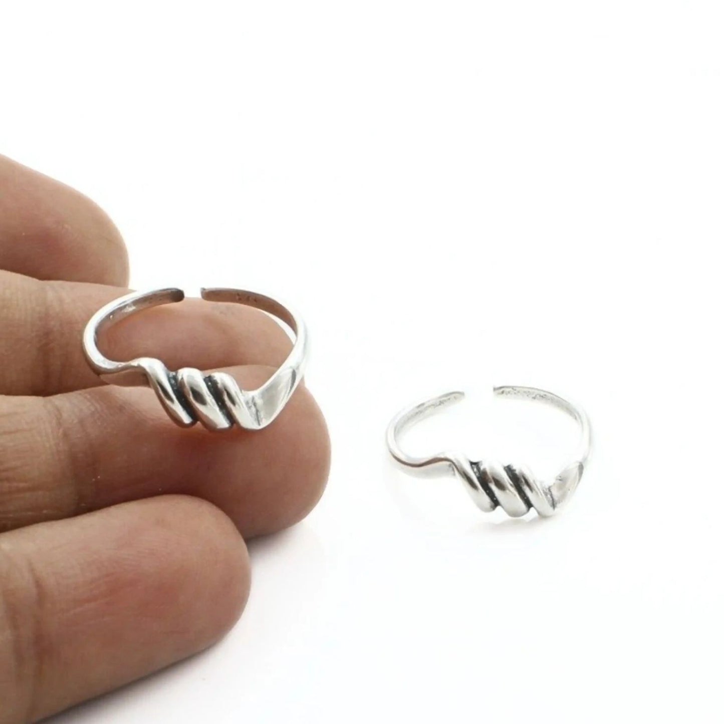 Beach wear 925 Real Sterling Silver women Oxidized Bichiya Toe Ring - Pair