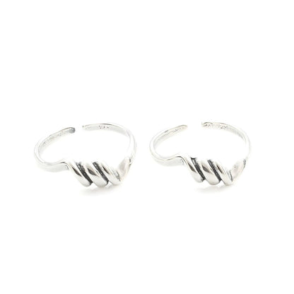 Beach wear 925 Real Sterling Silver women Oxidized Bichiya Toe Ring - Pair