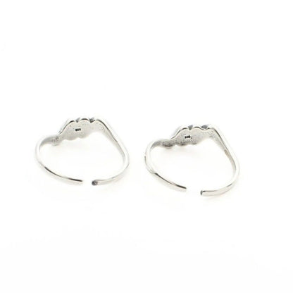 Beach wear 925 Real Sterling Silver women Oxidized Bichiya Toe Ring - Pair