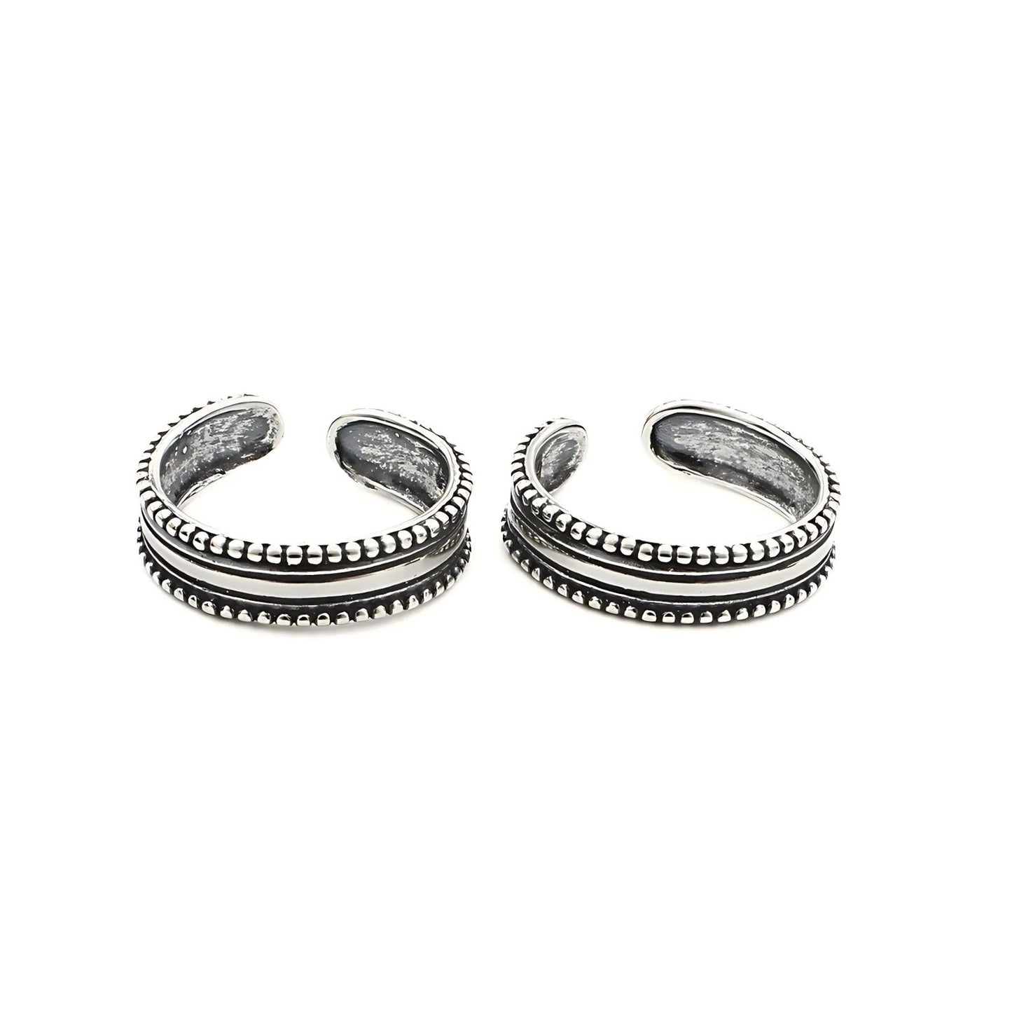 925 Real Sterling Silver Excellent gifting women Oxidized band Toe Ring - Pair