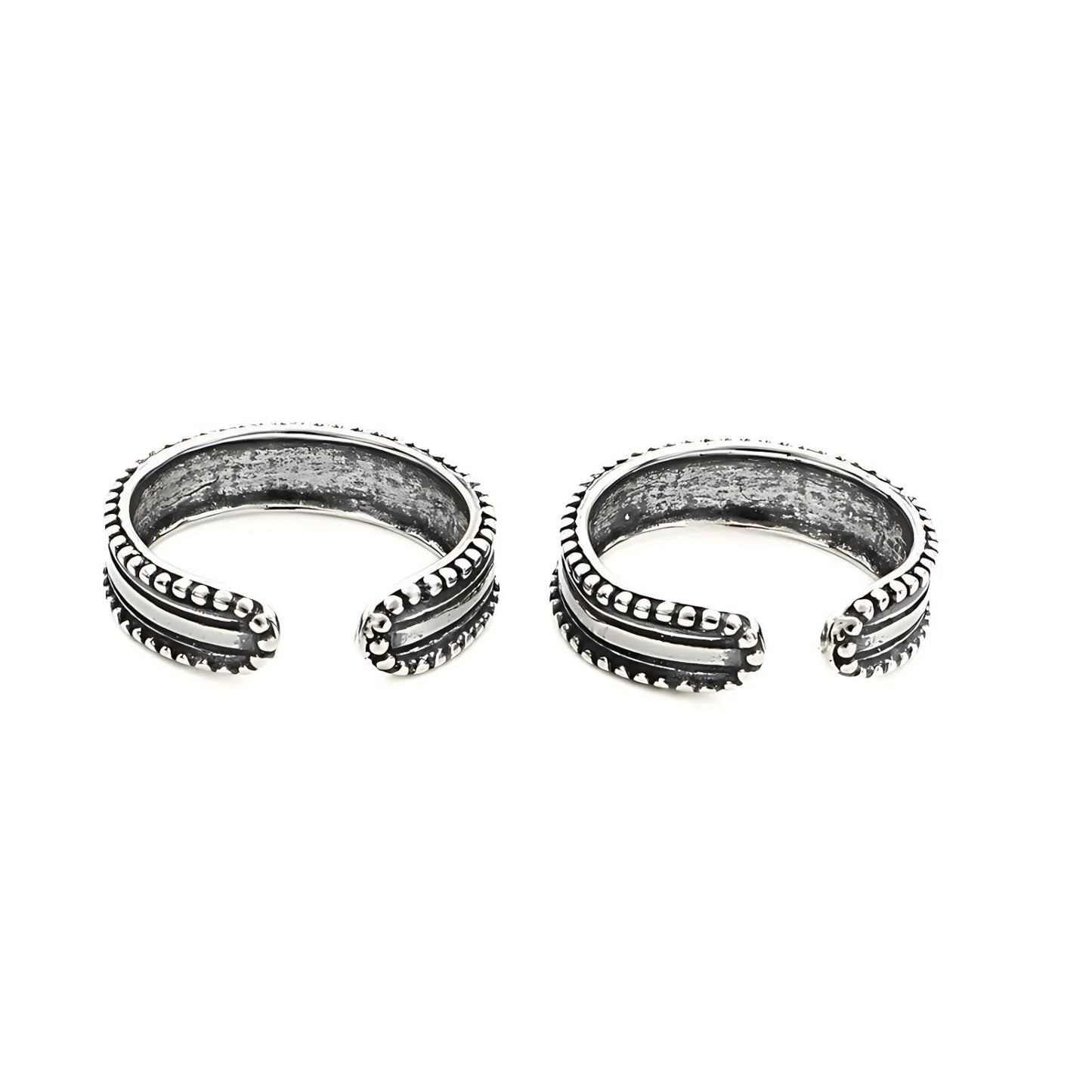 925 Real Sterling Silver Excellent gifting women Oxidized band Toe Ring - Pair