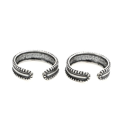 925 Real Sterling Silver Excellent gifting women Oxidized band Toe Ring - Pair