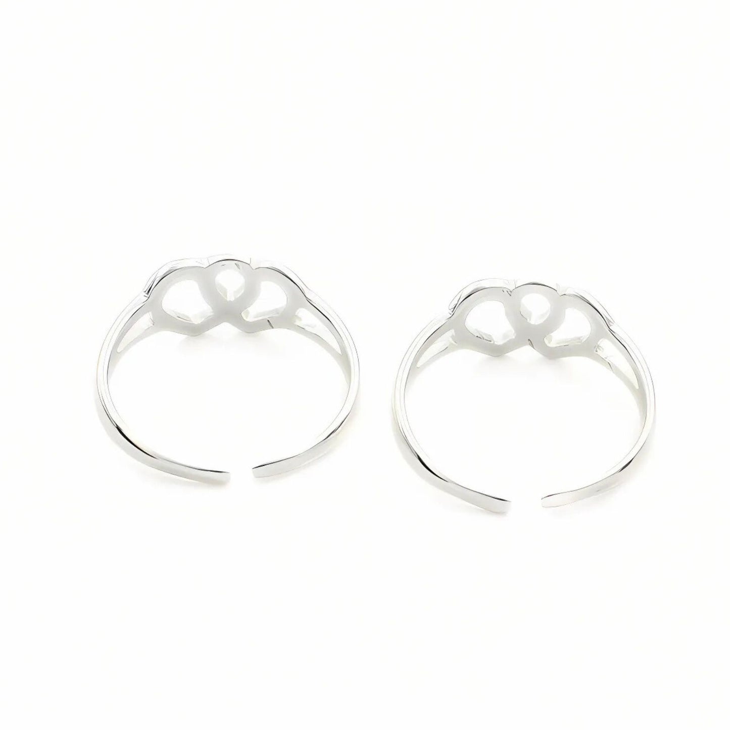Unique double heart 925 Real Sterling Silver women Toe Ring - Pair