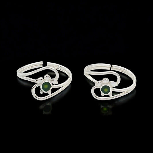 925 Real Sterling Silver women Excellent Turtle Bichiya Toe Ring - Pair