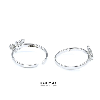 Trendy 925 Real Sterling Silver women Butterfly Toe Ring - Pair