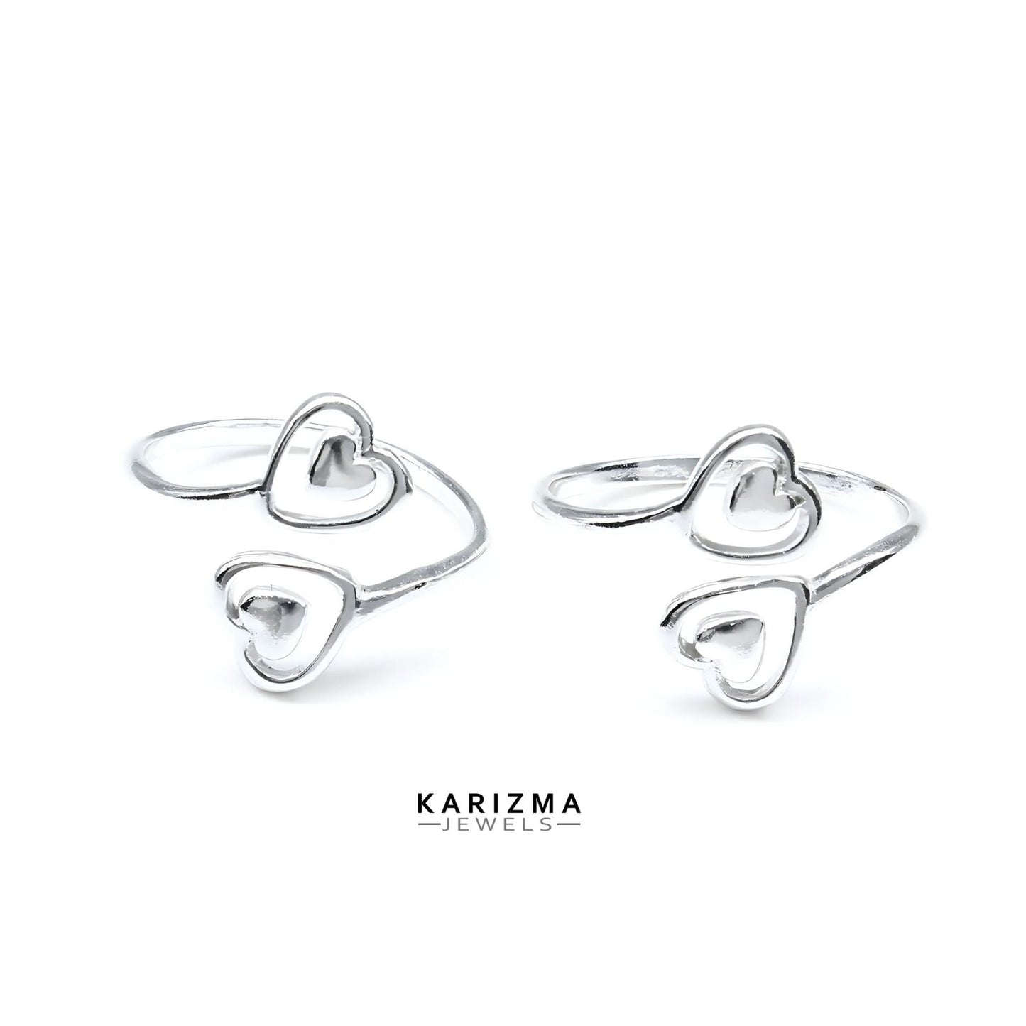 Excellent Heart style 925 Real Sterling Silver women Toe Ring - Pair
