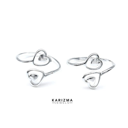 Excellent Heart style 925 Real Sterling Silver women Toe Ring - Pair