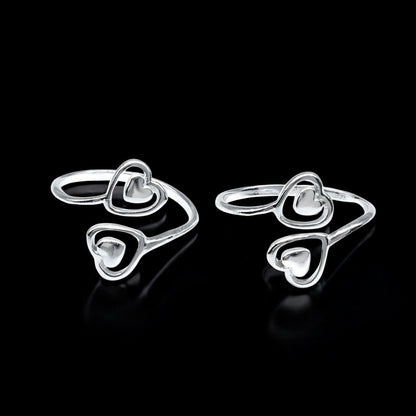 Excellent Heart style 925 Real Sterling Silver women Toe Ring - Pair