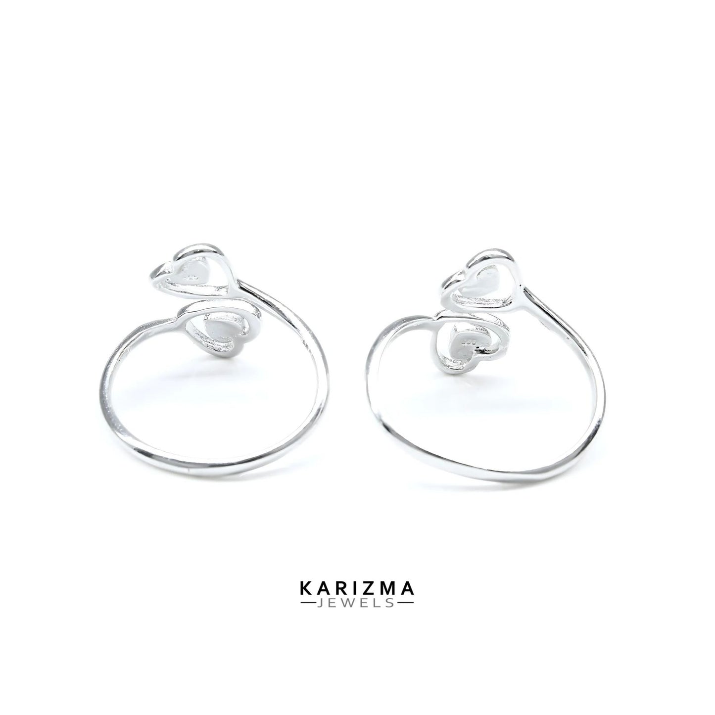Excellent Heart style 925 Real Sterling Silver women Toe Ring - Pair