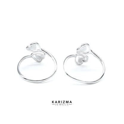 Excellent Heart style 925 Real Sterling Silver women Toe Ring - Pair