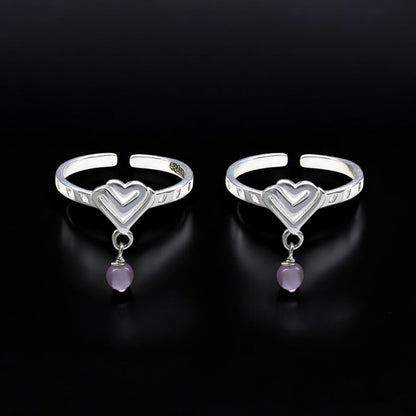 925 Real Sterling Silver women handmade party wear Heart Toe Ring - Pair