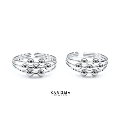 925 Real Sterling Silver women daily wear Ball Design Toe Ring - Pair