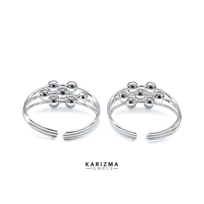 925 Real Sterling Silver women daily wear Ball Design Toe Ring - Pair