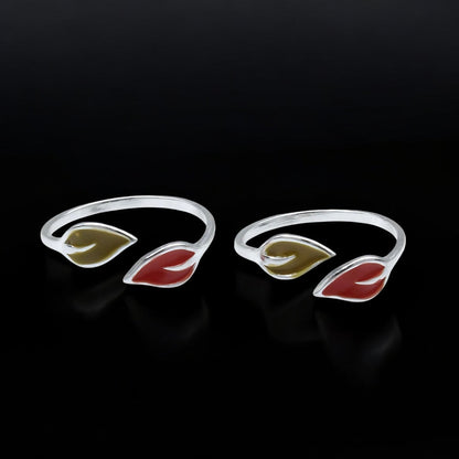 925 Real Sterling Silver women Adjustable Leaf Design Toe Ring - Pair