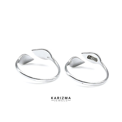 925 Real Sterling Silver women Adjustable Leaf Design Toe Ring - Pair