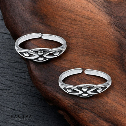 Daily wear 925 Real Sterling Silver women Adjustable Oxidized Toe Ring - Pair