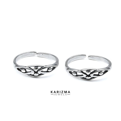 Daily wear 925 Real Sterling Silver women Adjustable Oxidized Toe Ring - Pair