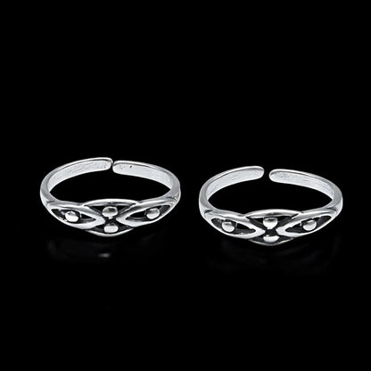 Daily wear 925 Real Sterling Silver women Adjustable Oxidized Toe Ring - Pair