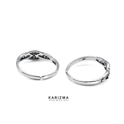 Daily wear 925 Real Sterling Silver women Adjustable Oxidized Toe Ring - Pair