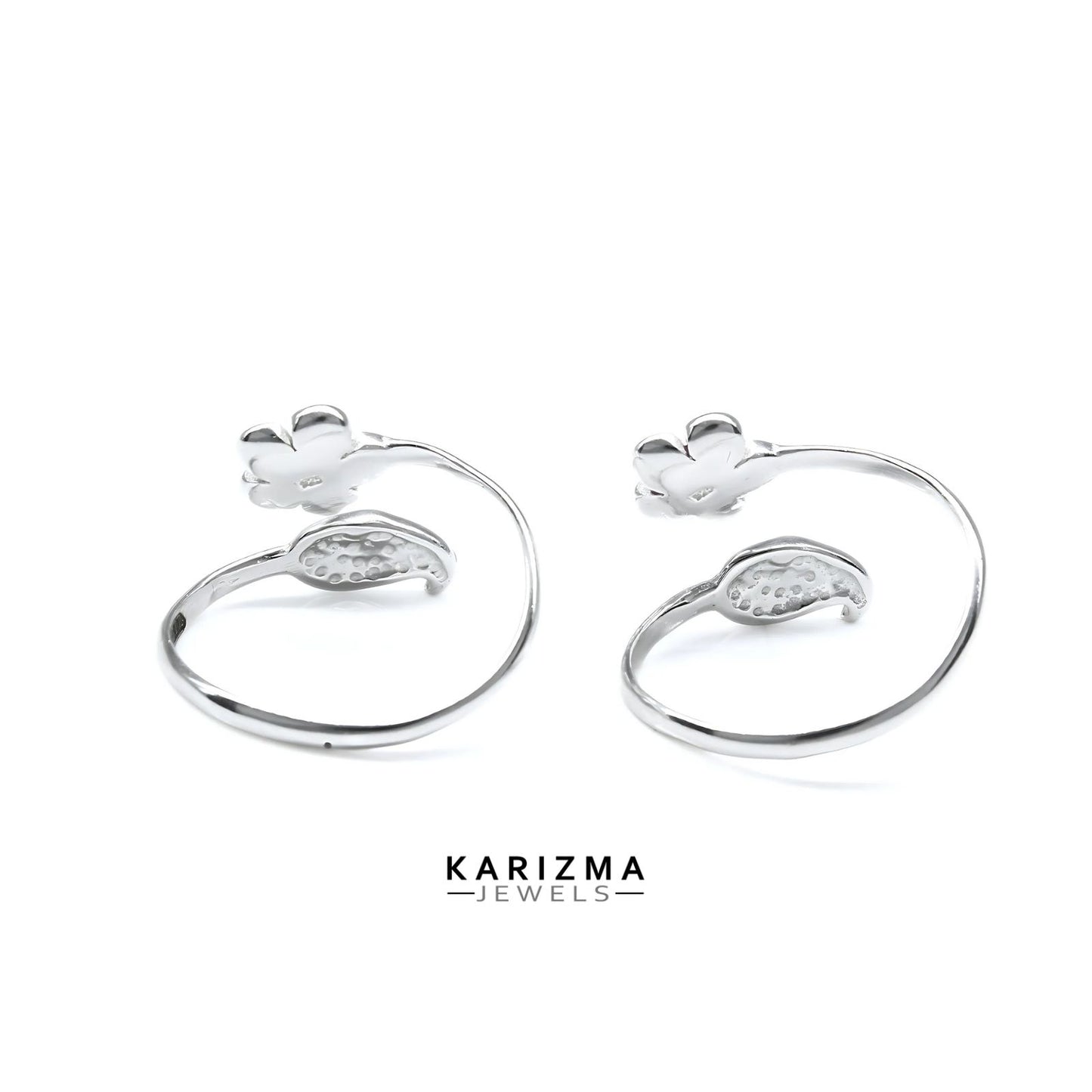 925 Real Sterling Silver women Adjustable Enamel Toe Ring - Pair