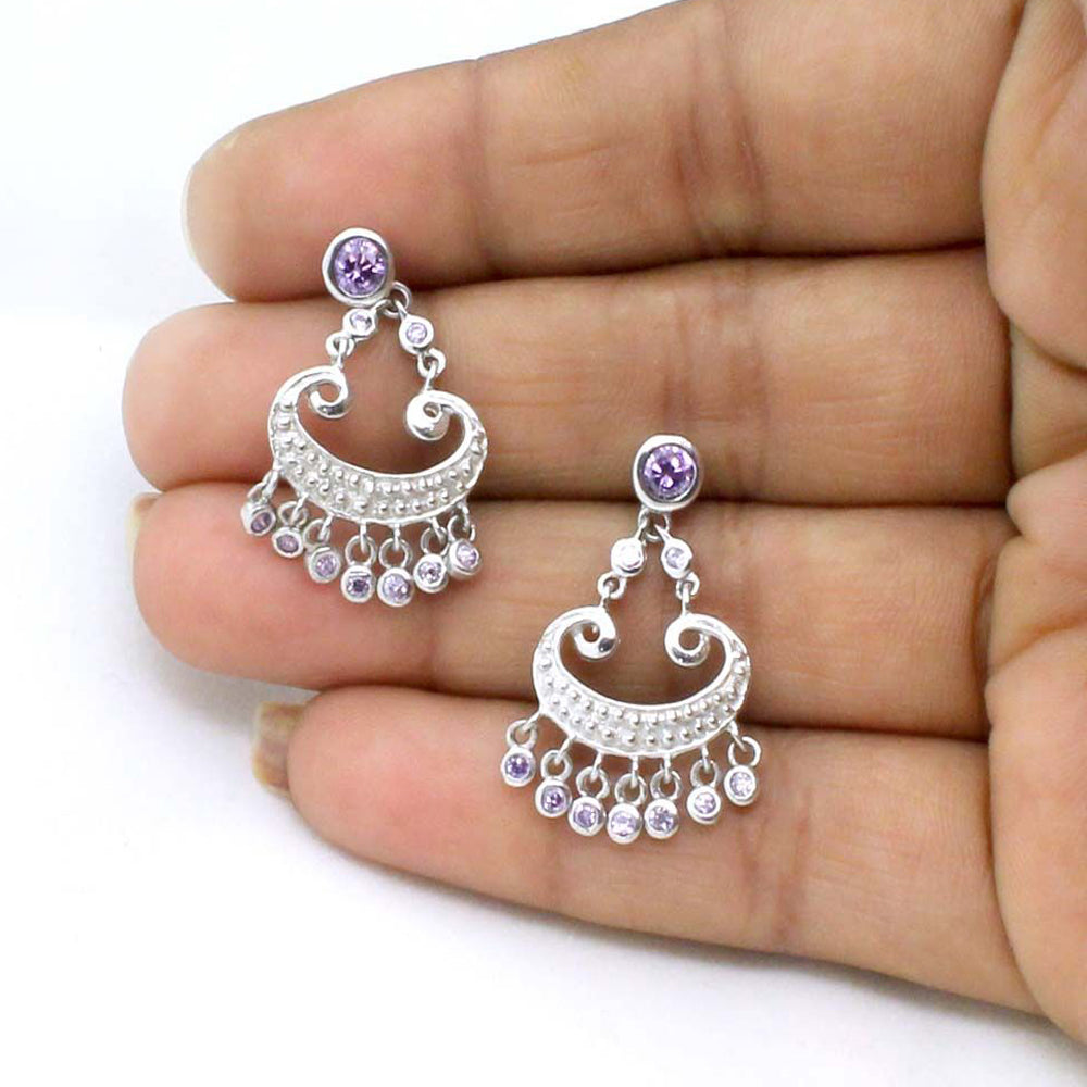 Fine Silver Earring Set In Platinum