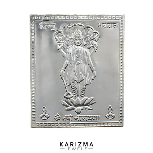 Pure Silver Vishnu Bhagwaan Yantra Silver Sheet for Pooja/ Wealth