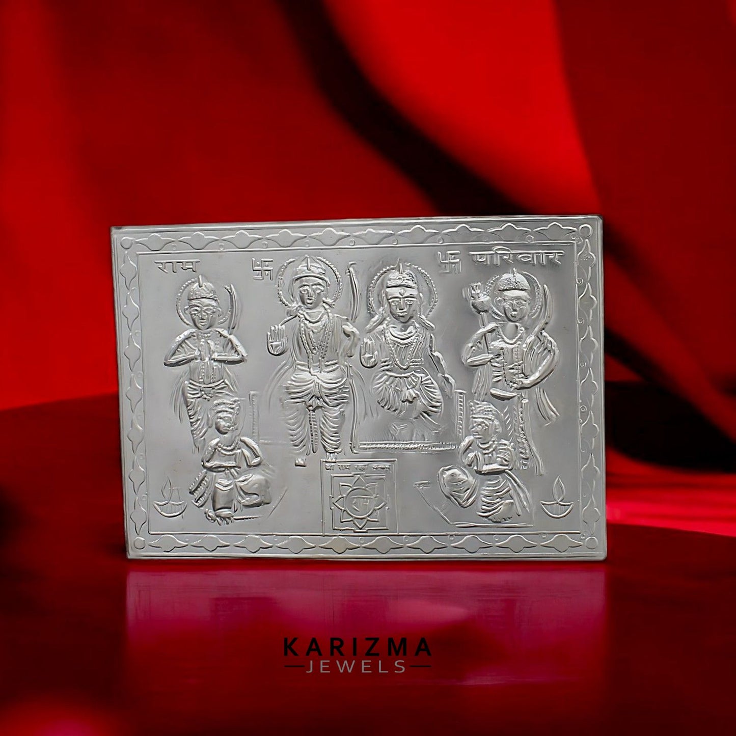 Real Silver Ram Parivar Yantra Sheet for Hindu Religious Pooja and Wealth