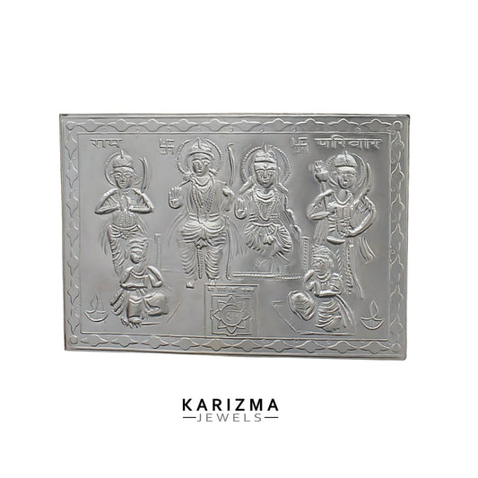 Real Silver Ram Parivar Yantra Sheet for Hindu Religious Pooja and Wealth