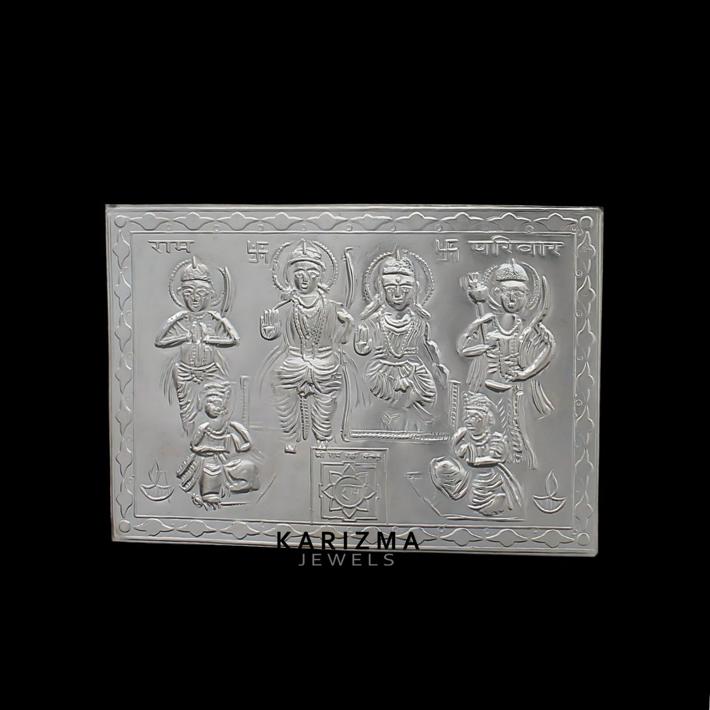 Real Silver Ram Parivar Yantra Sheet for Hindu Religious Pooja and Wealth