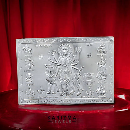 Real Silver Nav Durga Yantra Hindu Religious Pooja/Wealth